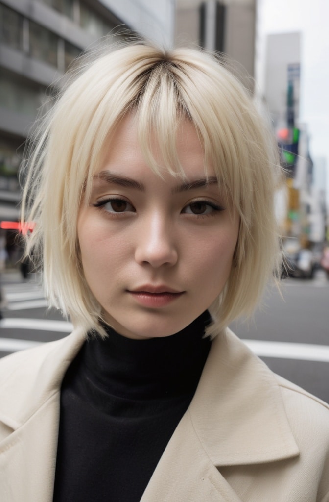 21. Shaggy Blonde Bob with Micro Bangs
