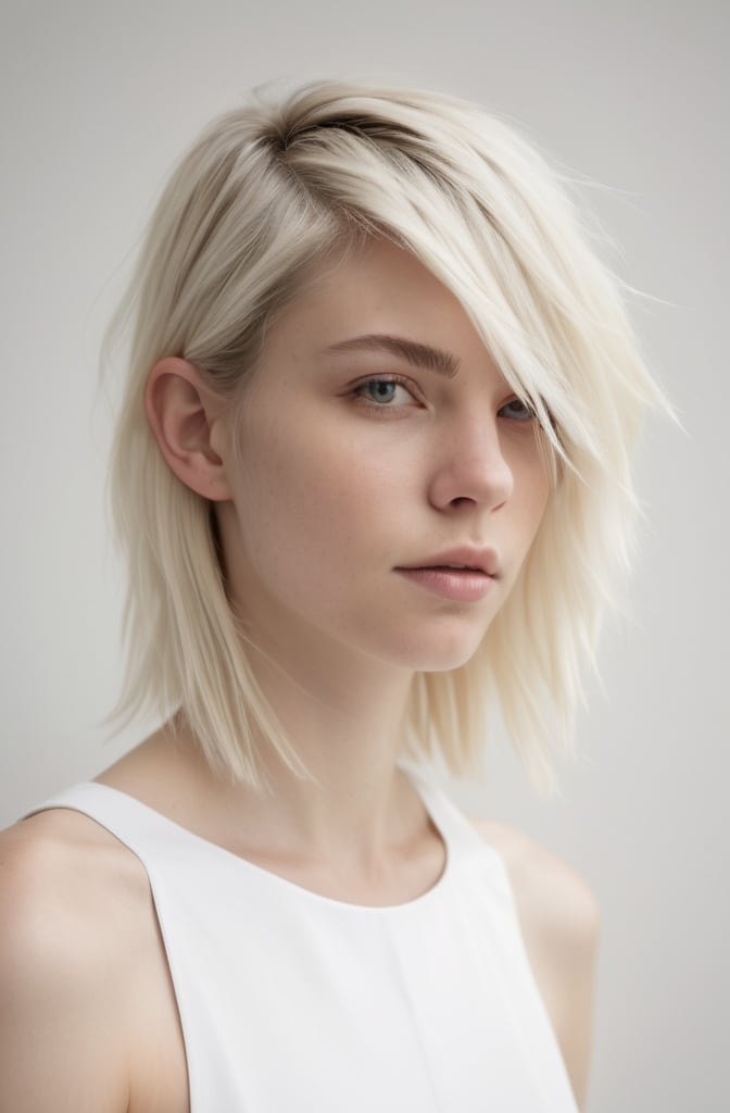 26. Asymmetrical Blonde Shag with Disconnected Fringe