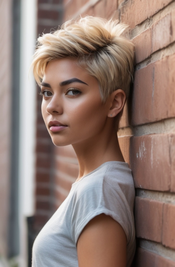 19. Shaggy Blonde Pixie with Long Crown