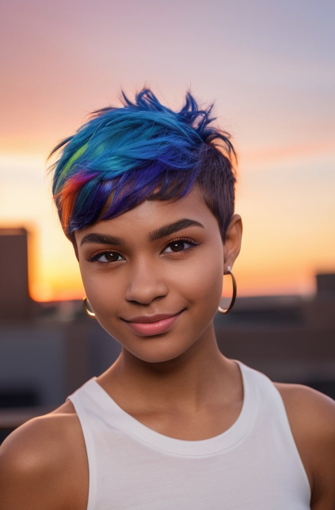 34. Pixie with Colorful Tips