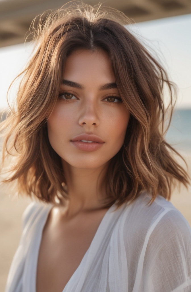 25. The Textured Lob with Curtain Bangs