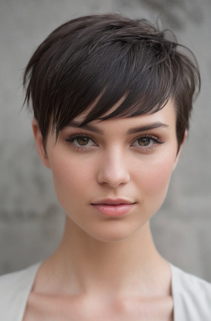 43. Feathered Pixie with Diagonal Fringe