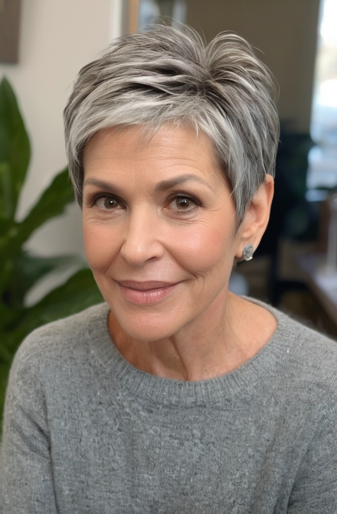 44. Feathered Pixie for Transitioning Hair