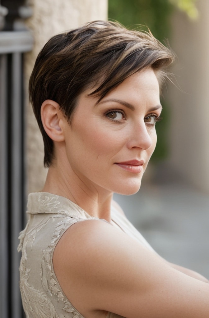 50. Feathered Pixie with Brushed-Back Crown