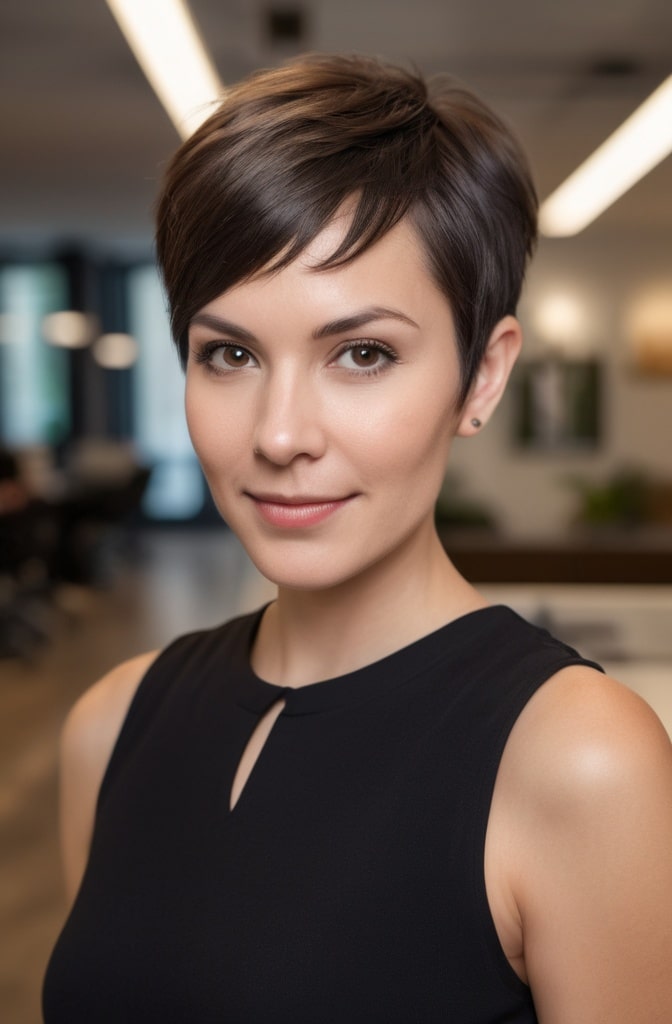 51. Feathered Pixie with Horseshoe Parting