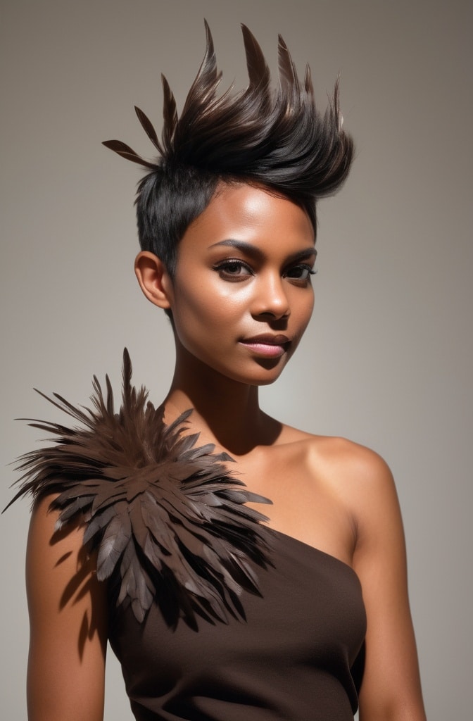 55. Feathered Pixie with Negative Space