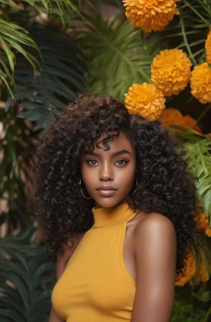 2. Curly Shag with Curtain Bangs
