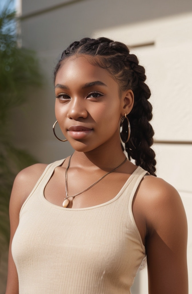 1. Medium-Length Knotless Braids with Curly Ends