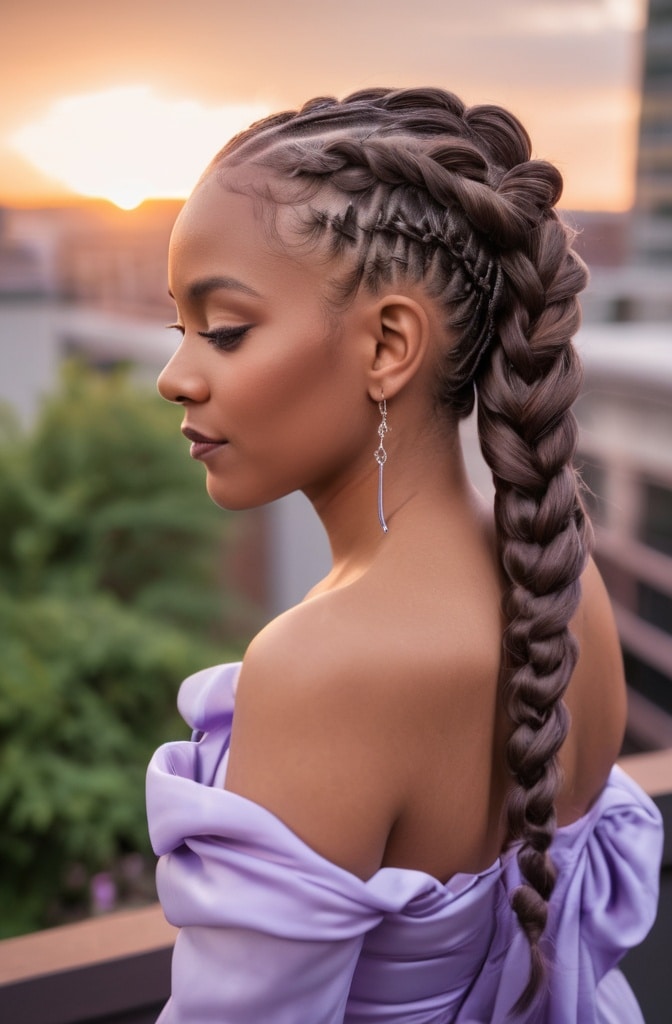 10. Side-Swept Knotless Braids