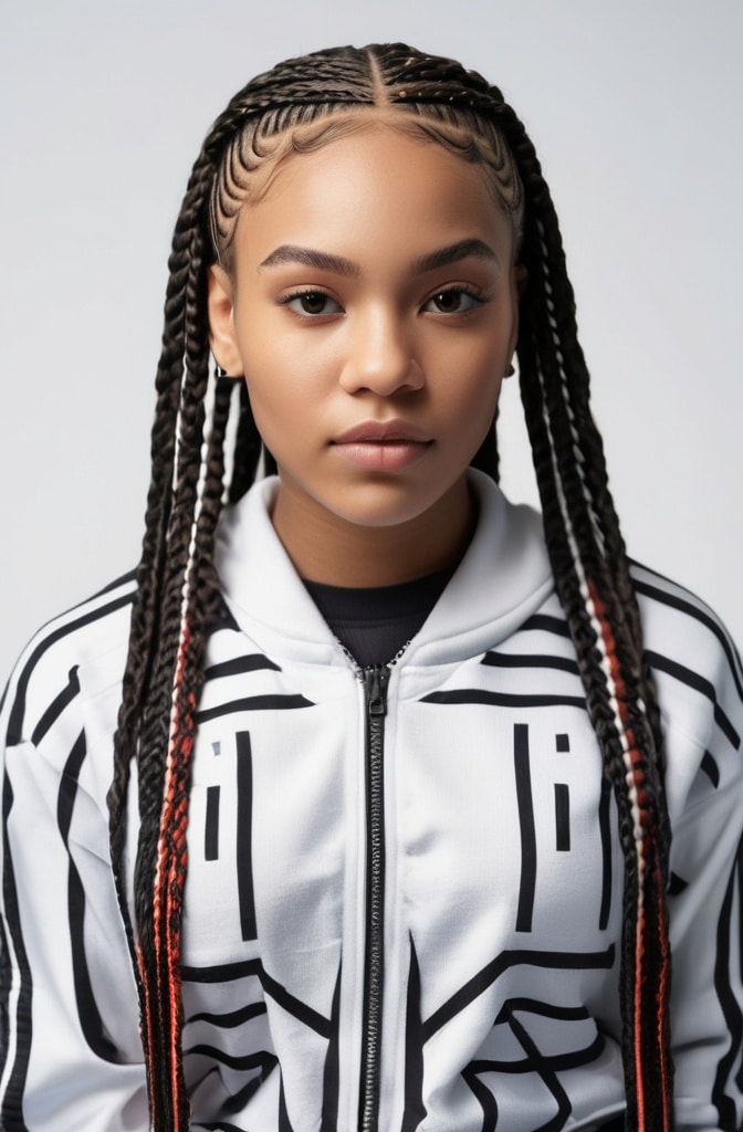16. Knotless Braids with Criss-Cross Parting