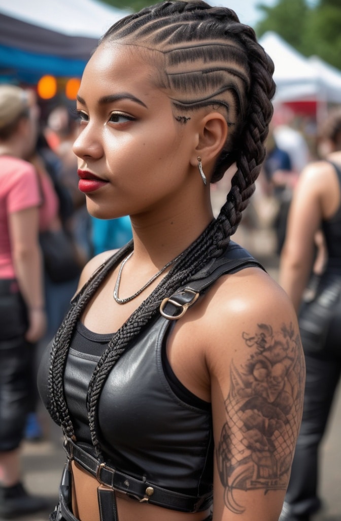 20. Knotless Braids with Faux Undercut