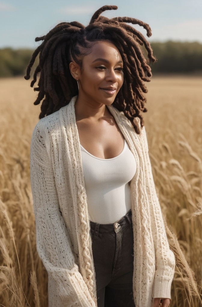 28. Butterfly Locs Hybrid Knotless Braids