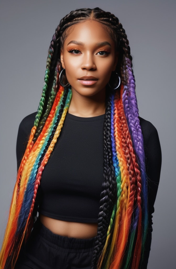 31. Knotless Braids with Hidden Rainbow