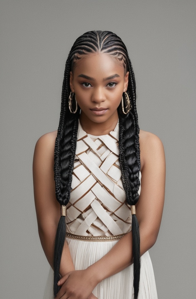 32. Basket-Weave Knotless Braids