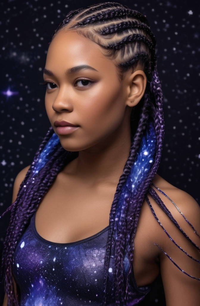 34. Galaxy Knotless Braids