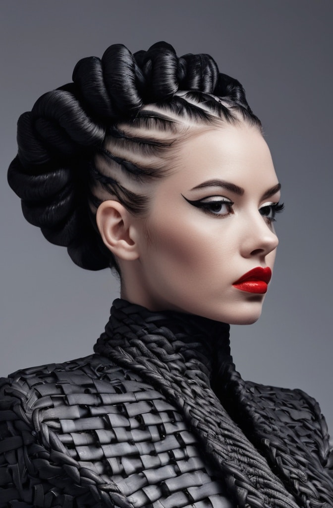 36. Sculptural Updo Knotless Braids