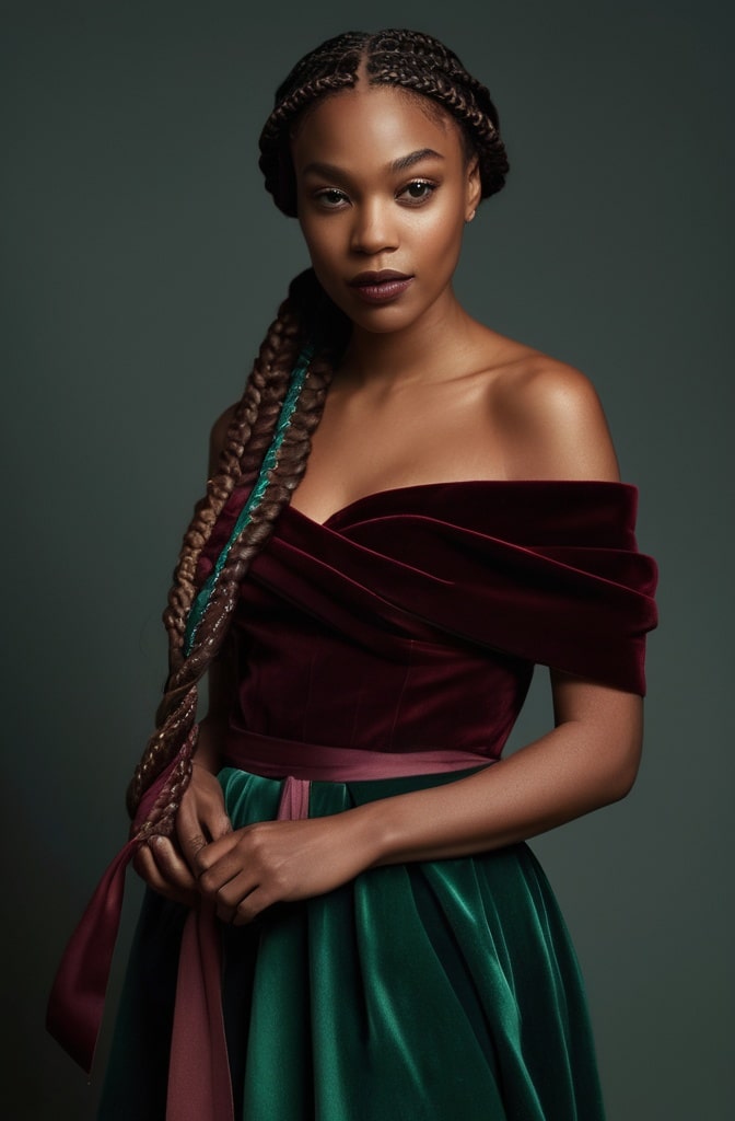 43. Knotless Braids with Velvet Wraps