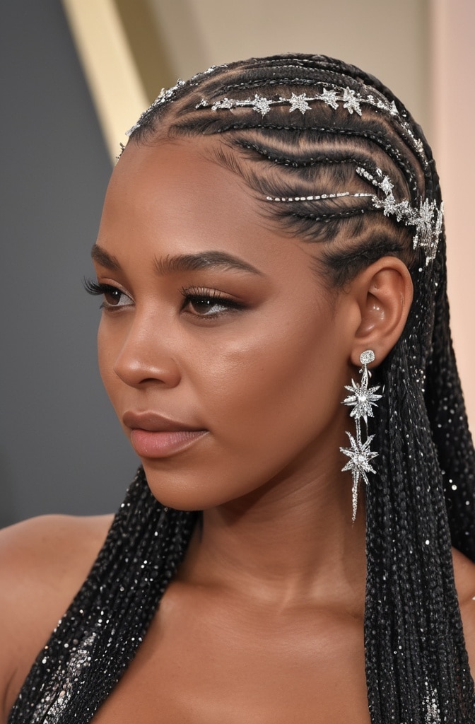45. Knotless Braids with Crystal Partings