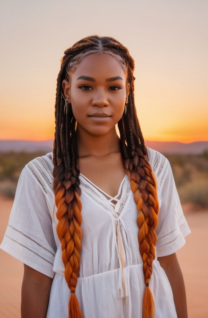 47. Sunrise Ombré Knotless Braids