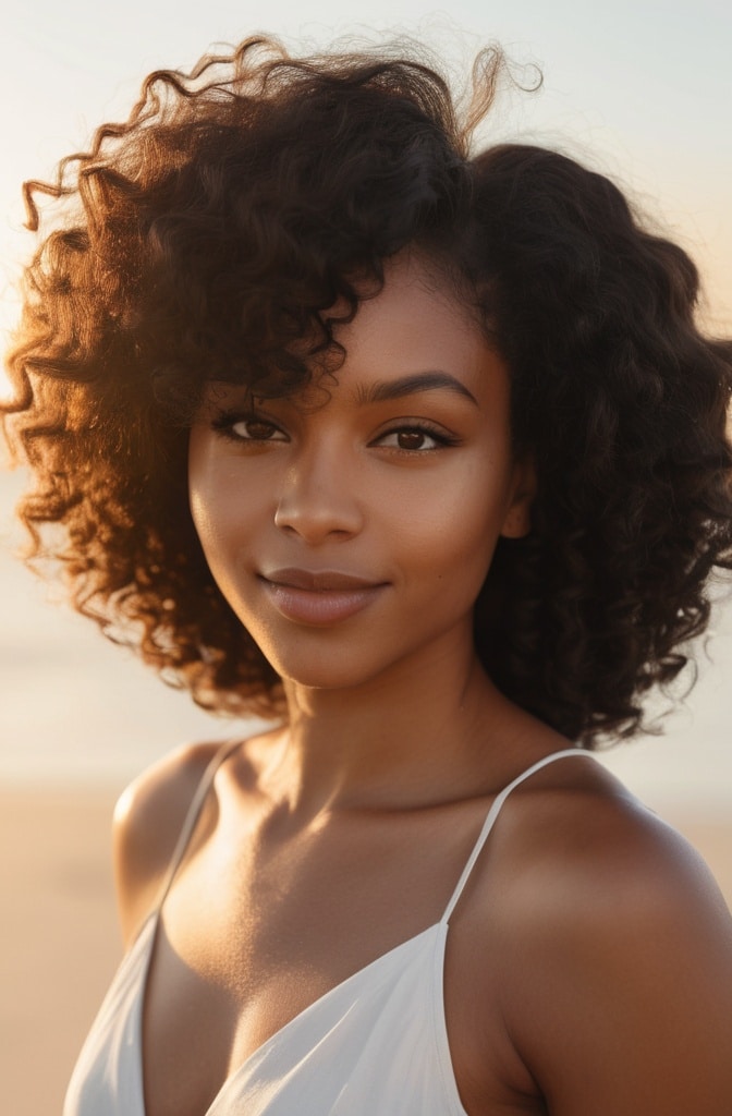 13. Asymmetric Curly Bangs