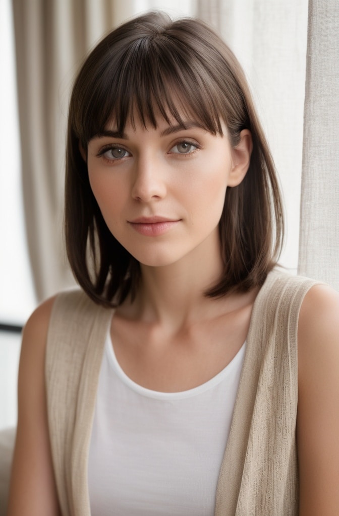 9. Parted Asymmetrical Bangs